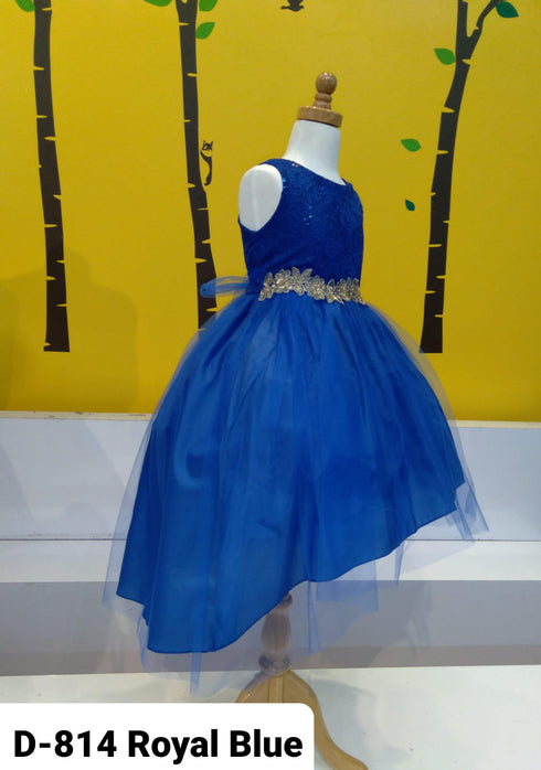 Big Girls Royal Blue Sequin Bodice Hi Low Junior Bridesmaid Dress 8-16 - SophiasStyle.com